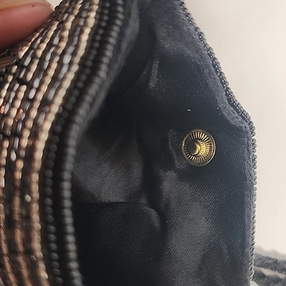 Iridescent Black, Gray, & Midnight Blue Beaded Women's Small Crossbody Bag WOW
